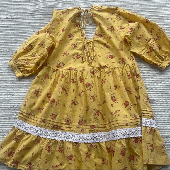 ASOS DESIGN lace insert mini smock dress in floral print size 8 - Picture 6 of 12